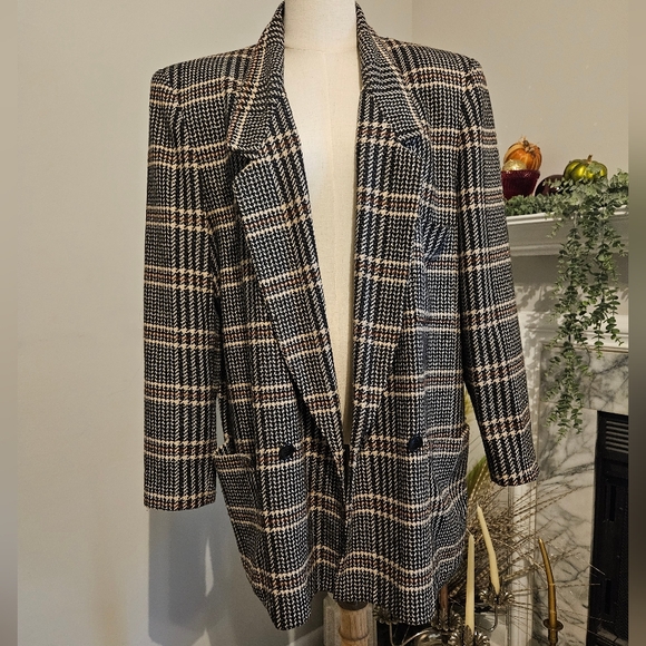 Vintage Double breasted plaid winter blazer - Picture 1 of 5